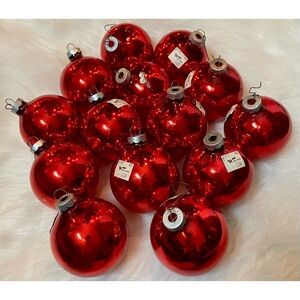 Vintage Red Mercury Glass Christmas Bulb Ornaments